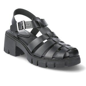 New Women's Madden NYC Fisherman Block Heel Sandals Size 9 Black